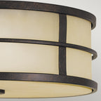 Feiss Fusion 3 Light Flush Ceiling Light in Grecian Bronze