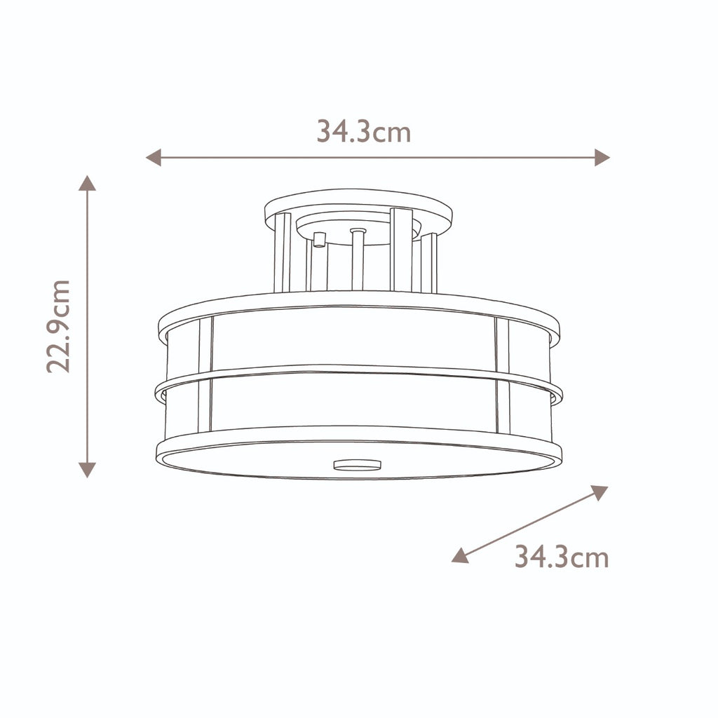 Feiss Fusion 3 Light Semi Flush Ceiling Light in Painted Natural Brass