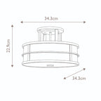Feiss Fusion 3 Light Semi Flush Ceiling Light in Painted Natural Brass