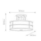 Feiss Fusion 3 Light Semi Flush Ceiling Light in Painted Natural Brass