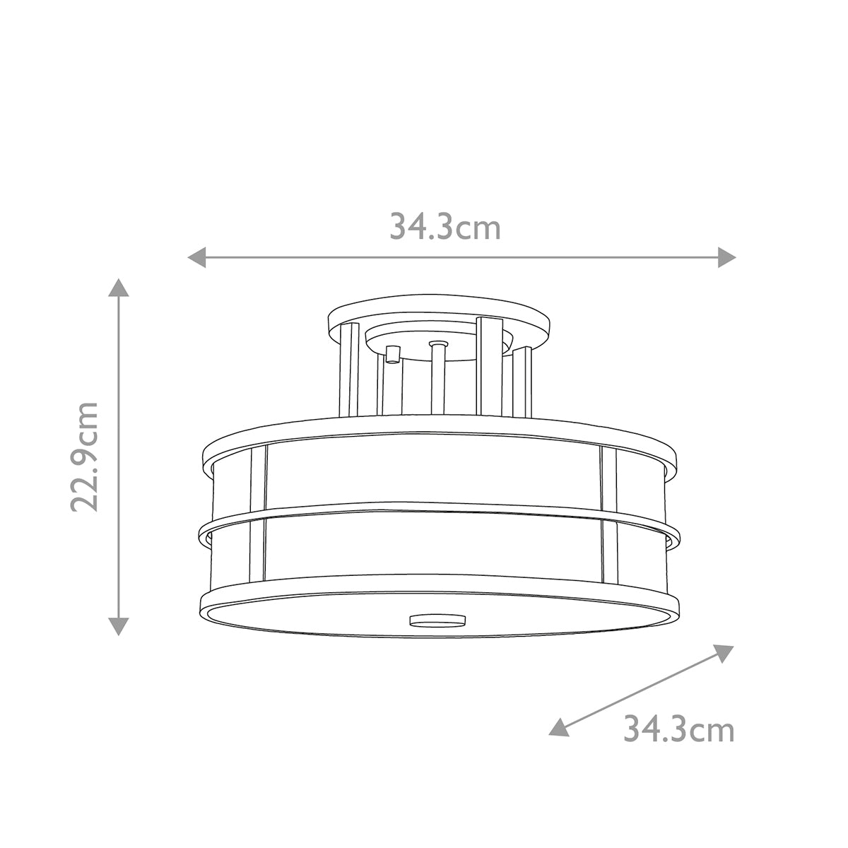Feiss Fusion 3 Light Semi Flush Ceiling Light in Painted Natural Brass