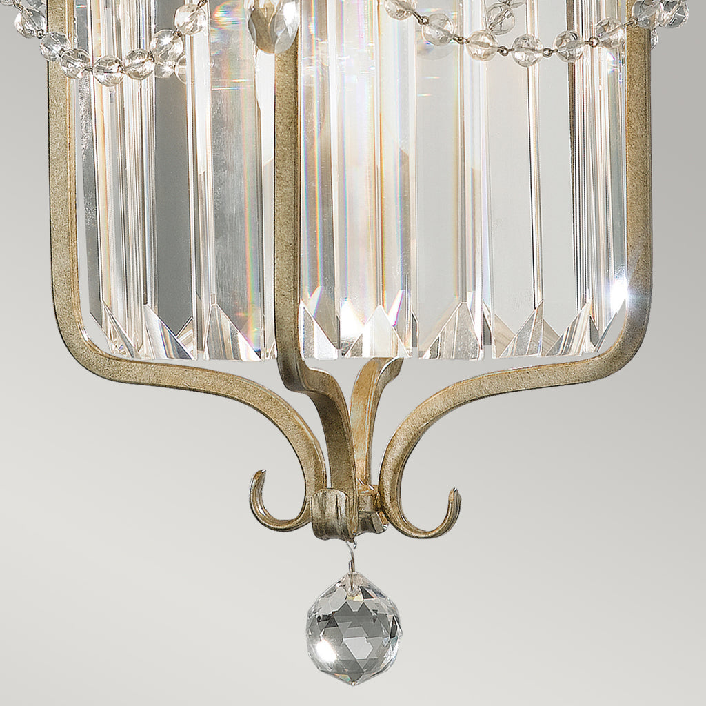 Feiss Gianna 1 Light Duo Mount Crystal Pendant Light in Hand Painted Gilded Silver Finish