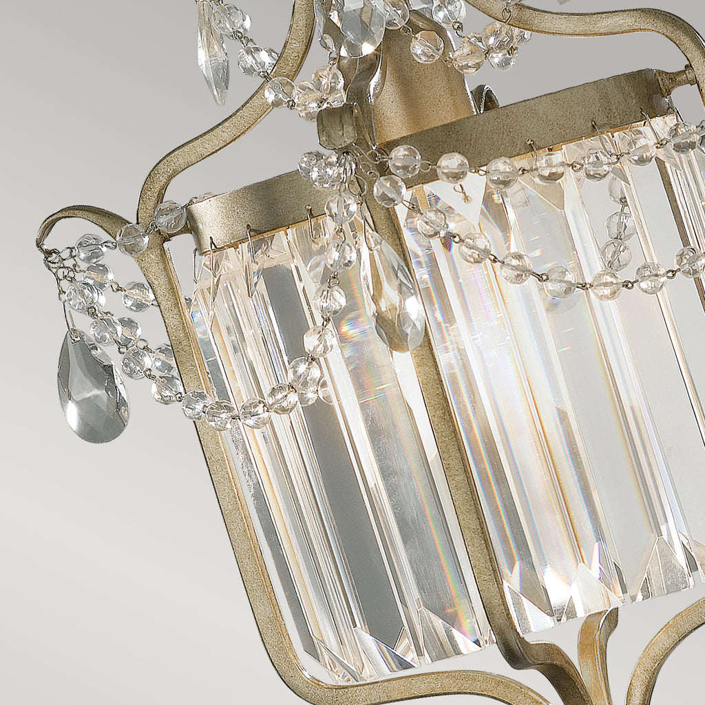 Feiss Gianna 1 Light Duo Mount Crystal Pendant Light in Hand Painted Gilded Silver Finish