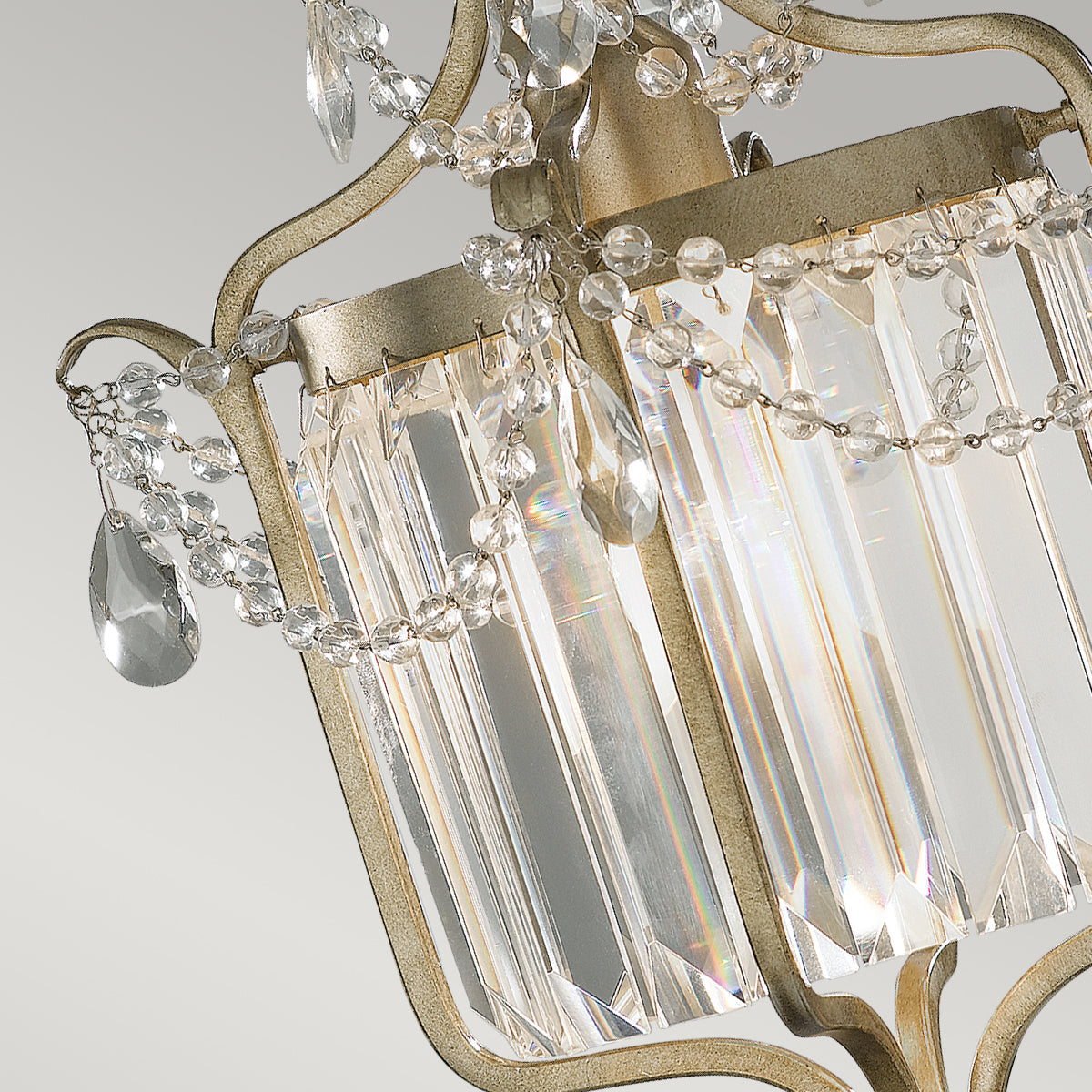Feiss Gianna 1 Light Duo Mount Crystal Pendant Light in Hand Painted Gilded Silver Finish