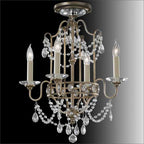 Feiss Gianna 4 Light Chandelier in Hand Painted Gilded Silver Finish with Crystal Decoration