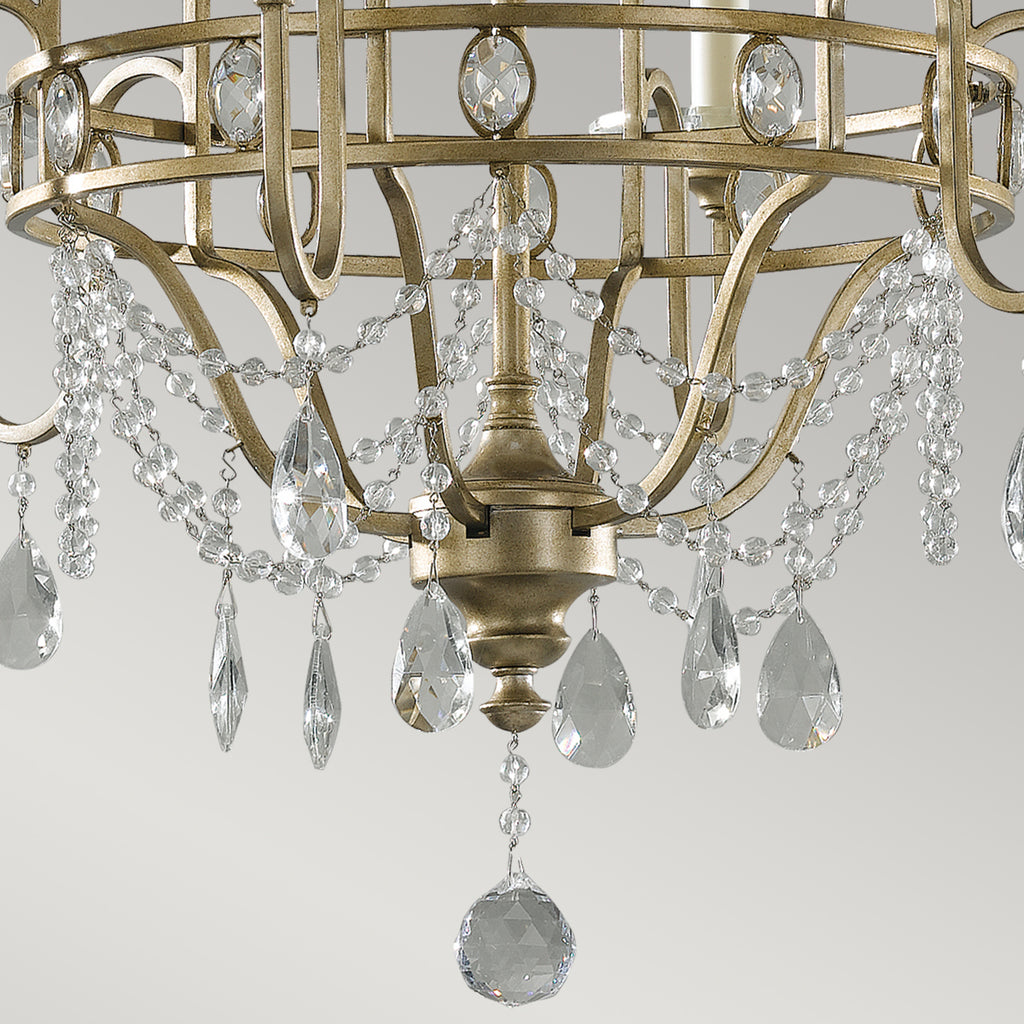 Feiss Gianna 6 Light Chandelier with Crystal in Hand Painted Gilded Silver Finish