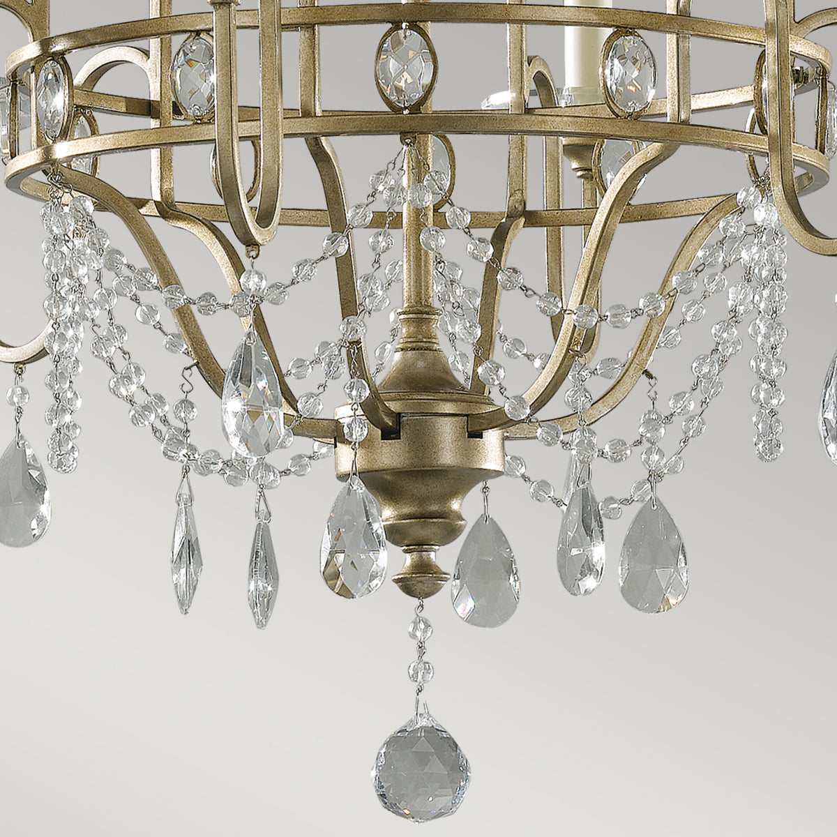 Feiss Gianna 6 Light Chandelier with Crystal in Hand Painted Gilded Silver Finish