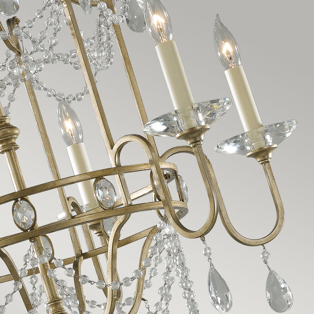 Feiss Gianna 6 Light Chandelier with Crystal in Hand Painted Gilded Silver Finish