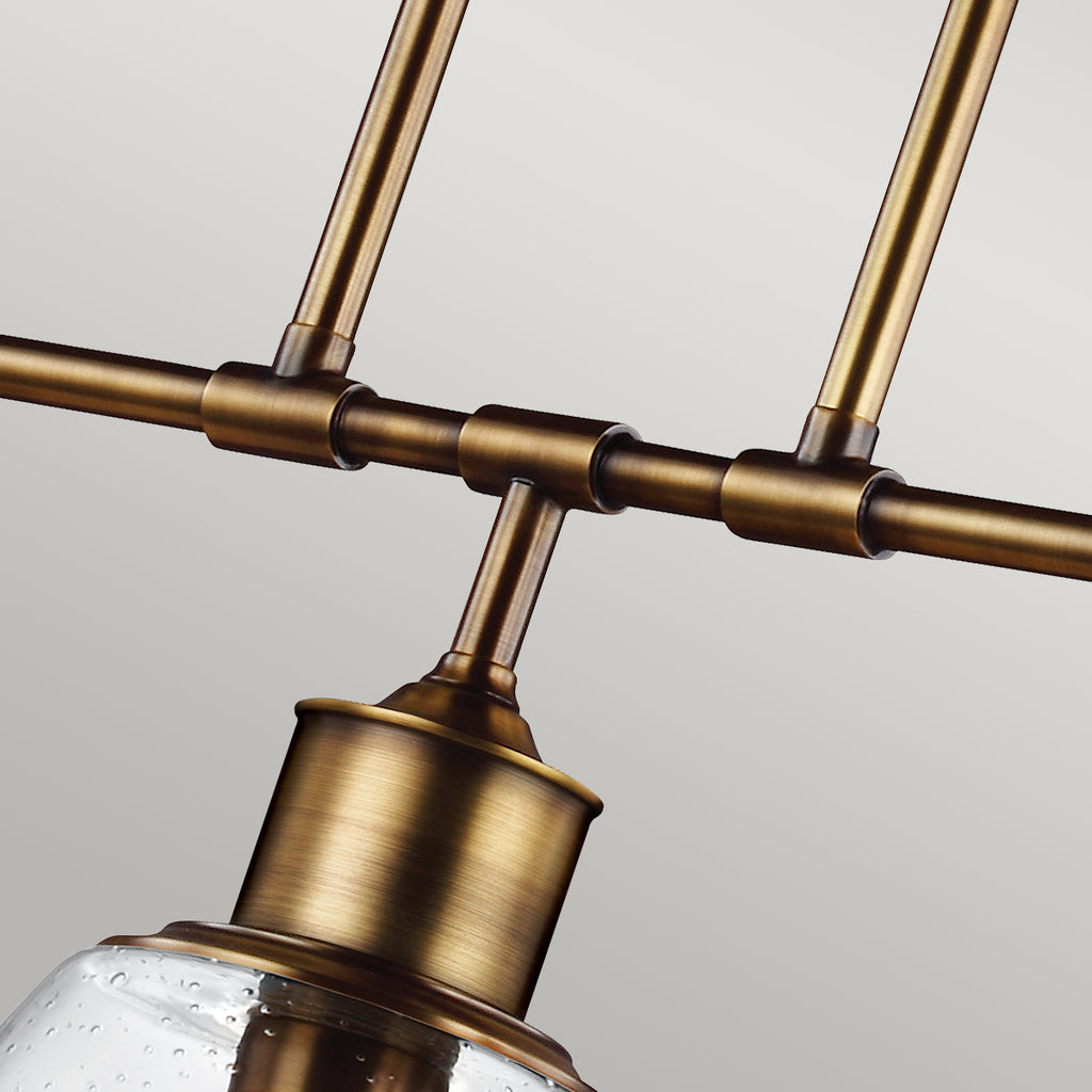 Feiss Hobson 3 Light Pendant Light in Aged Brass