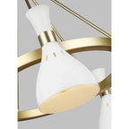 Feiss Joan 5 Light Chandelier in Matte White and Burnished Brass
