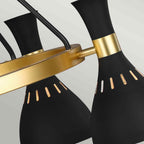 Feiss Joan 5 Light Chandelier in Midnight Black and Burnished Brass