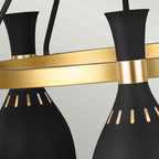 Feiss Joan 5 Light Chandelier in Midnight Black and Burnished Brass