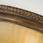 Feiss Kelham Hall 2 Light Flush Ceiling Light in Gold and Bronze with Amber Shade