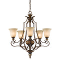 Feiss Kelham Hall 5 Light Pendant Light in Gold and Bronze