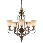 Feiss Kelham Hall 5 Light Pendant Light in Gold and Bronze