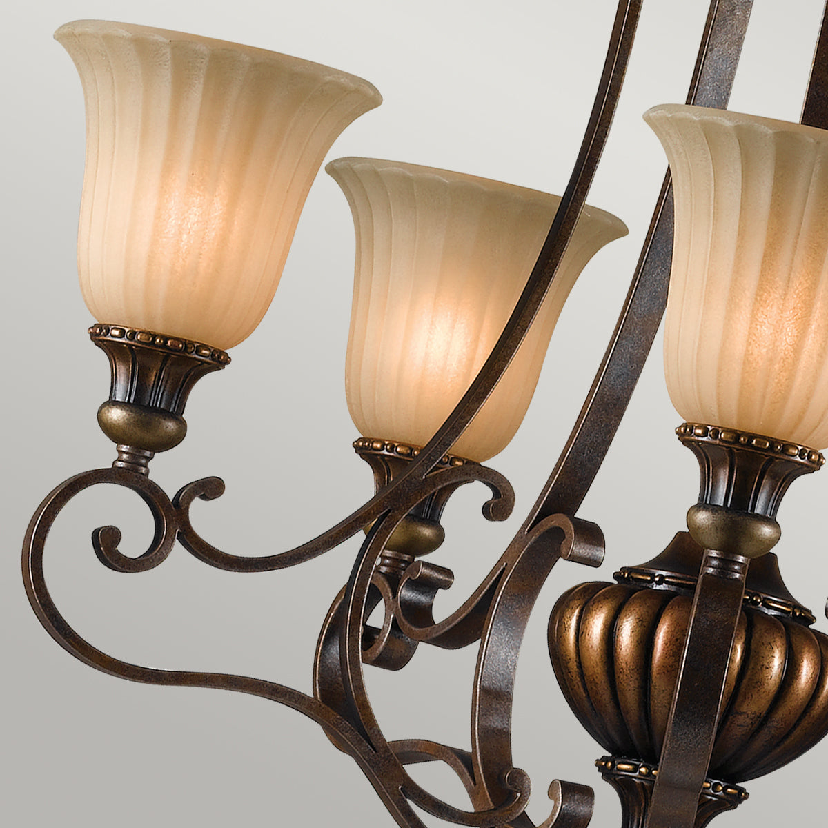 Feiss Kelham Hall 5 Light Pendant Light in Gold and Bronze
