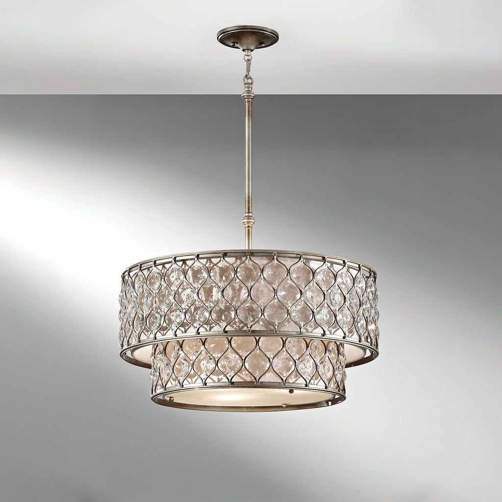 Feiss Lucia 6 Light 2-Tier Chandelier in Burnished Silver