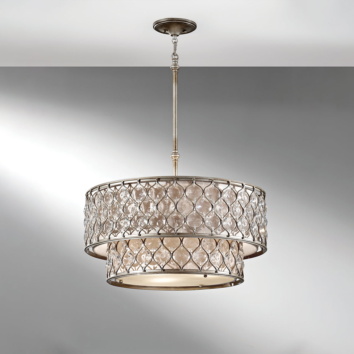 Feiss Lucia 6 Light 2-Tier Chandelier in Burnished Silver