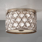 Feiss Lucia Flush Ceiling Light with Sunflower Crystals and Silver 