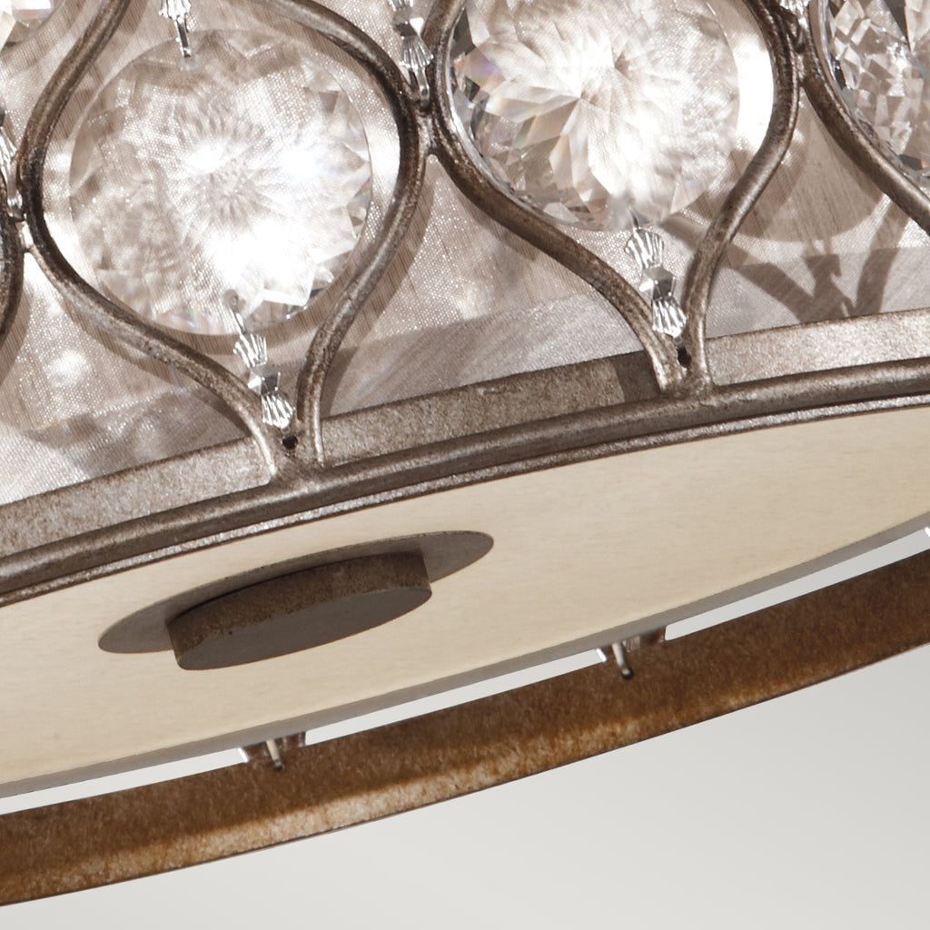 Feiss Lucia Flush Ceiling Light with Sunflower Crystals and Silver 