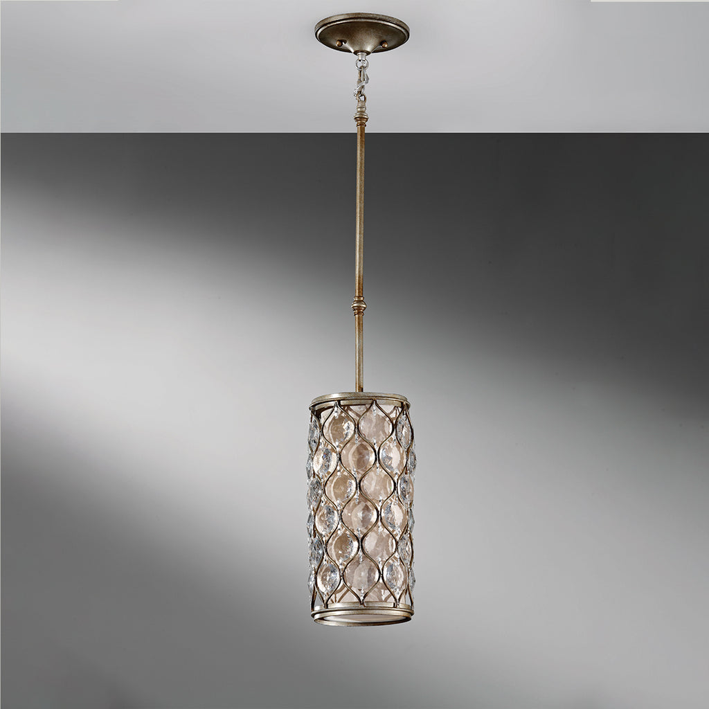 Feiss Lucia Mini Pendant Light with Sunflower Crystals in Silver