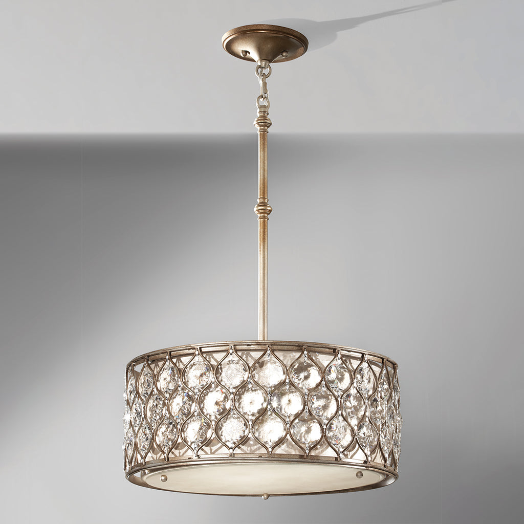 Feiss Lucia Pendant Light with Sunflower Crystals in Silver 