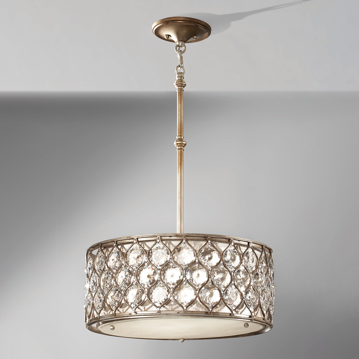 Feiss Lucia Pendant Light with Sunflower Crystals in Silver 