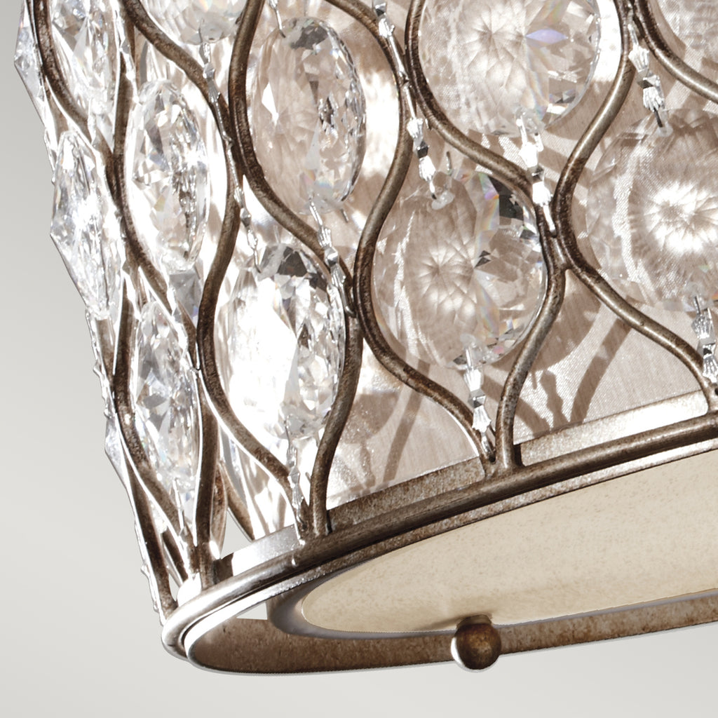 Feiss Lucia Semi Flush Ceiling Light with Sunflower Crystal and Silver 