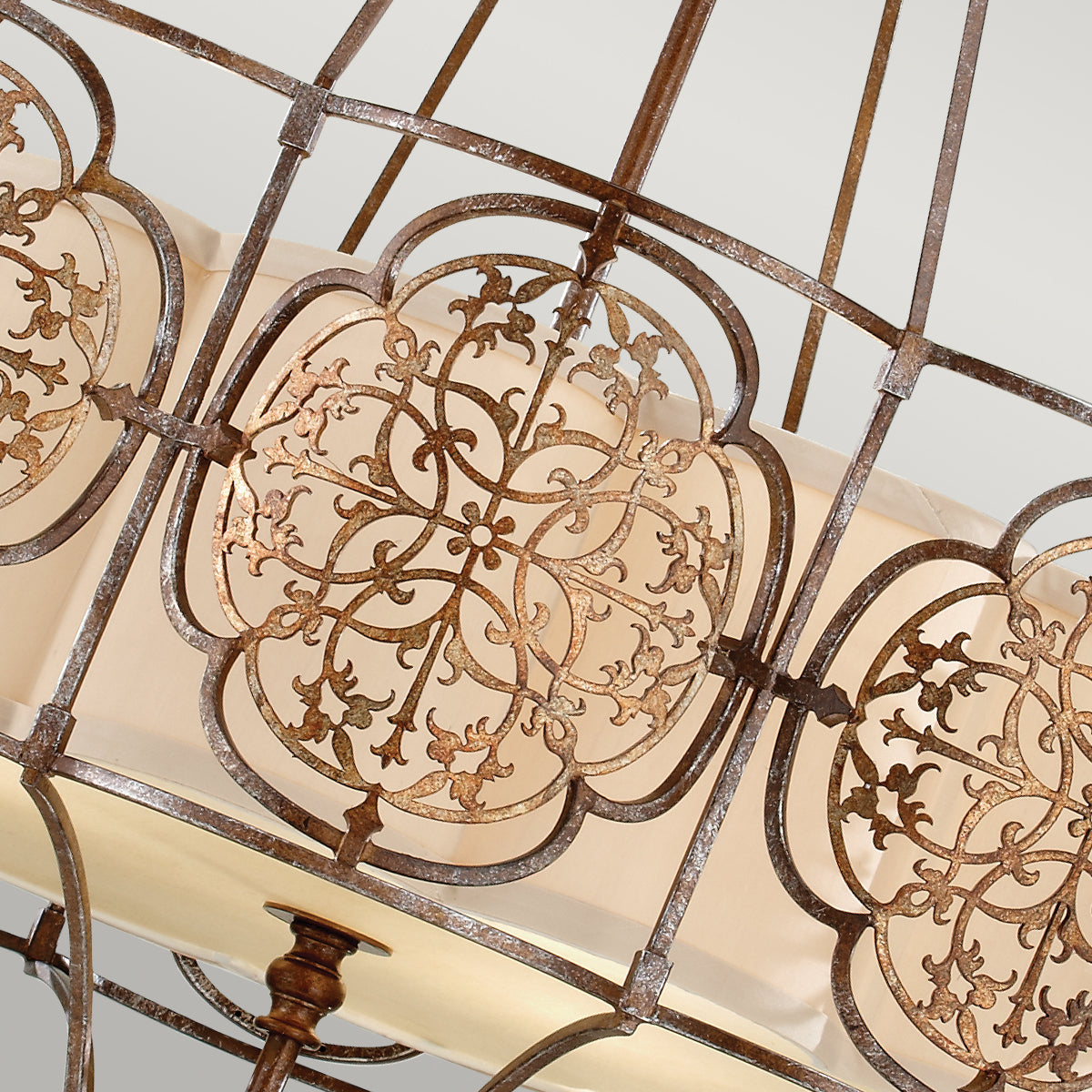Feiss Marcella 4 Light Pendant Light in Ornate Bronze Gold