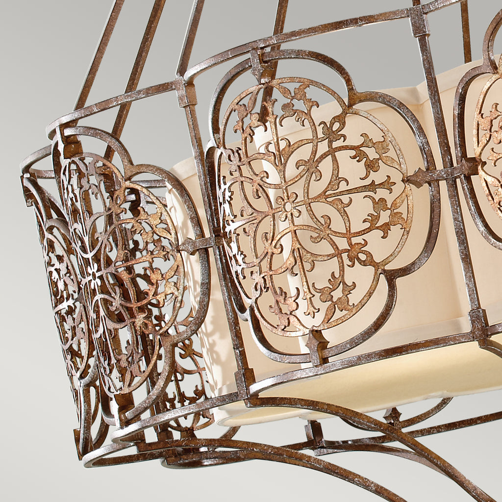Feiss Marcella 4 Light Pendant Light in Ornate Bronze Gold