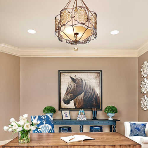 Feiss Marcella Semi Flush Ceiling Light in Black Gold