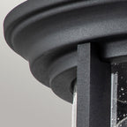 Feiss Merrill 2 Light Outdoor Flush Ceiling Light in Black with Clear Seeded Glass