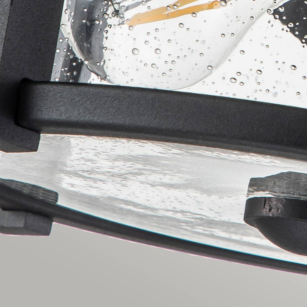 Feiss Merrill 2 Light Outdoor Flush Ceiling Light in Black with Clear Seeded Glass