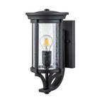 Feiss Merrill Small Outdoor Wall Lantern 1 Light in Black with Clear Seeded Glass