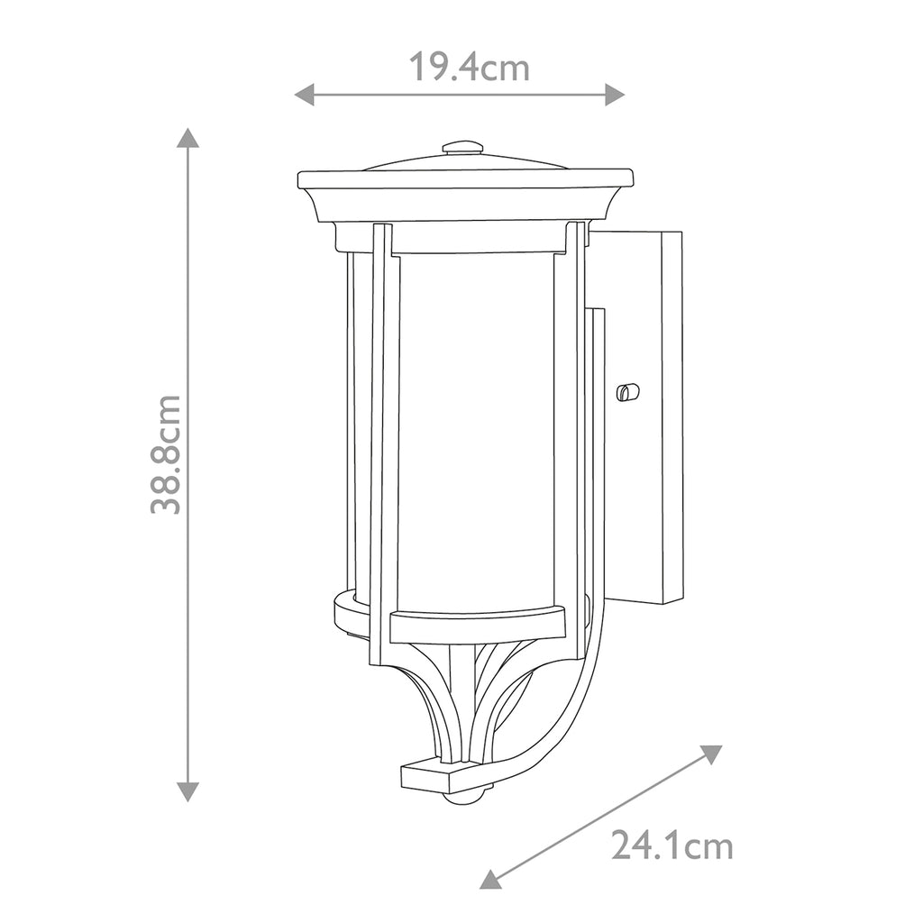 Feiss Merrill Small Outdoor Wall Lantern 1 Light in Black with Clear Seeded Glass
