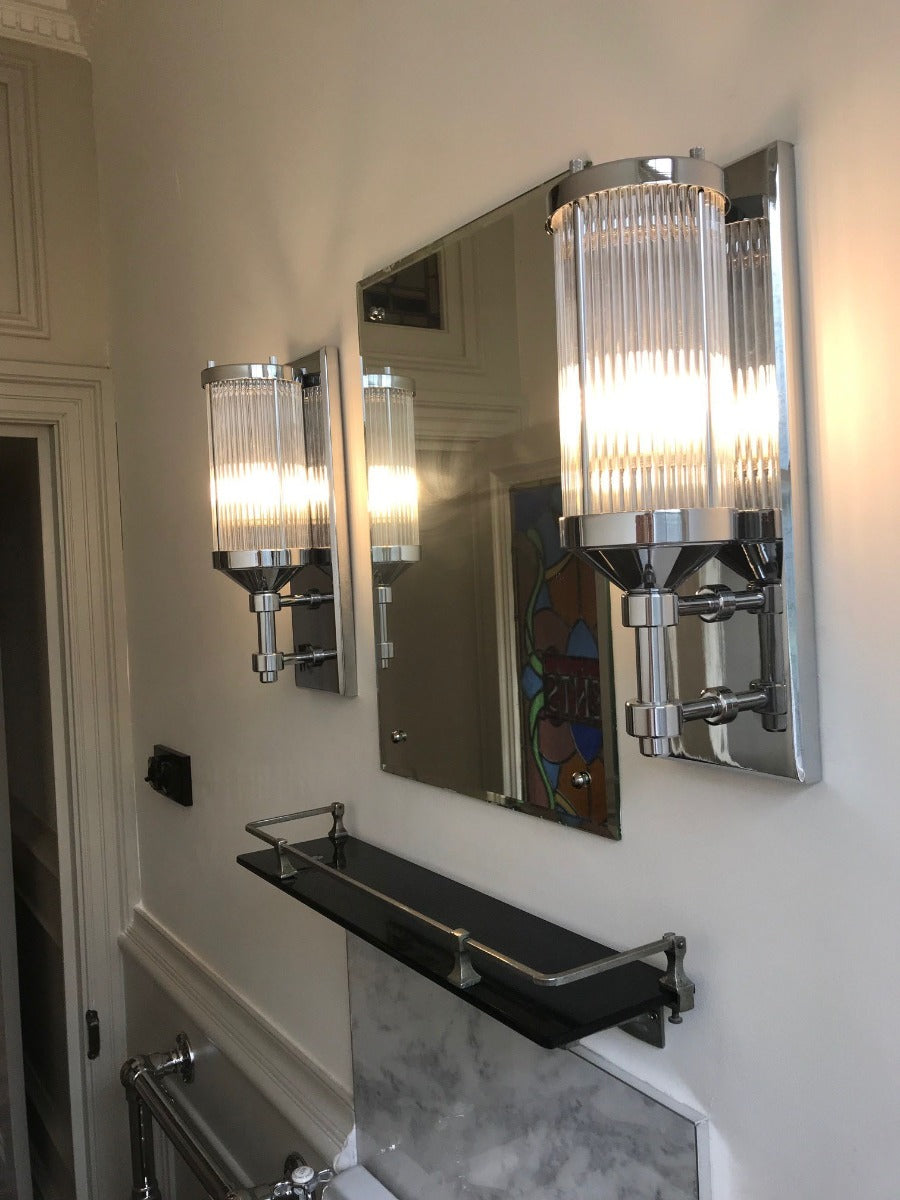 Feiss Paulson 1 Light Wall Light in Chrome with Clear Glass Shade