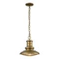 Feiss Redding Station Medium 1 Light Outdoor Chain Lantern in Painted Brass with Prismatic Glass