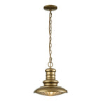 Feiss Redding Station Medium 1 Light Outdoor Chain Lantern in Painted Brass with Prismatic Glass