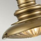 Feiss Redding Station Medium 1 Light Outdoor Chain Lantern in Painted Brass with Prismatic Glass