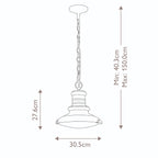 Feiss Redding Station Medium 1 Light Outdoor Chain Lantern in Painted Brass with Prismatic Glass