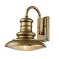 Feiss Redding Station Medium 1 Light Outdoor Wall Lantern in Distressed Brass with Prismatic Glass