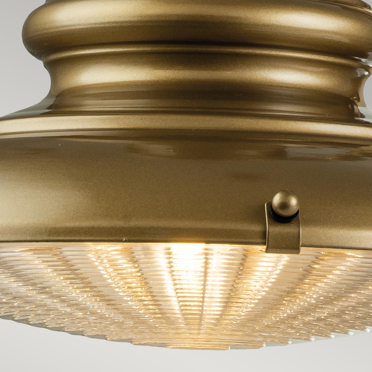 Feiss Redding Station Medium 1 Light Outdoor Wall Lantern in Distressed Brass with Prismatic Glass