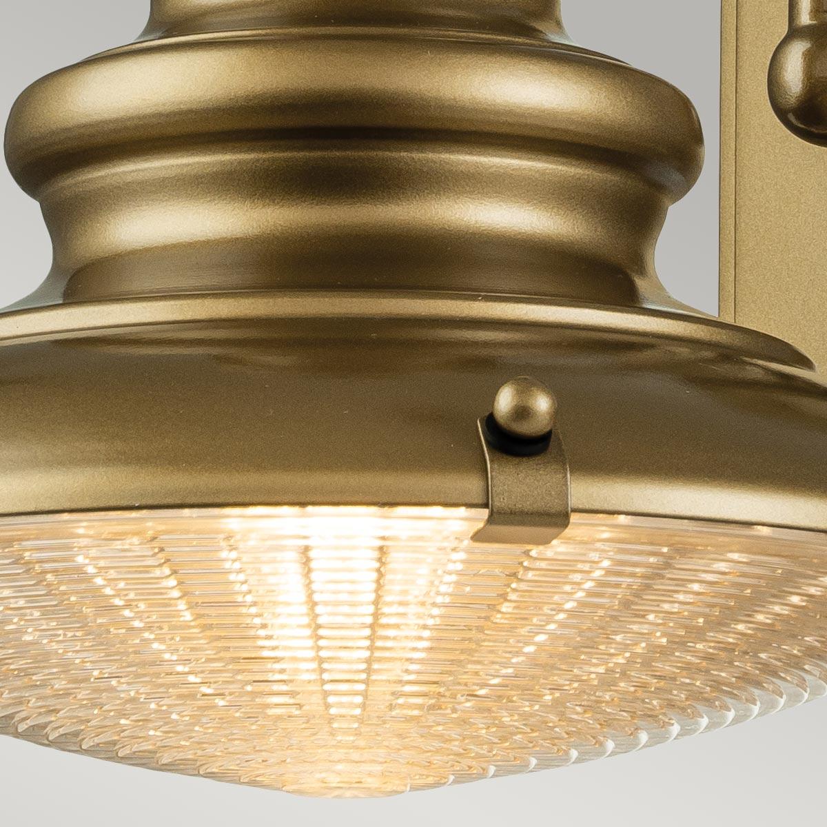 Feiss Redding Station Small 1 Light Outdoor Wall Lantern in Distressed Brass with Prismatic Glass