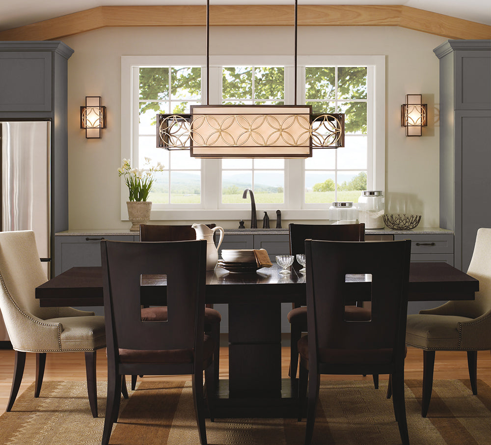 Feiss Remy 4 Light Pendant Light in Heritage Bronze and Gold
