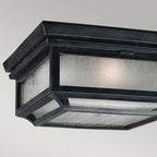 Feiss Shepherd 2 Light Outdoor Coastal Flush Ceiling Light in Dark Weathered Zinc