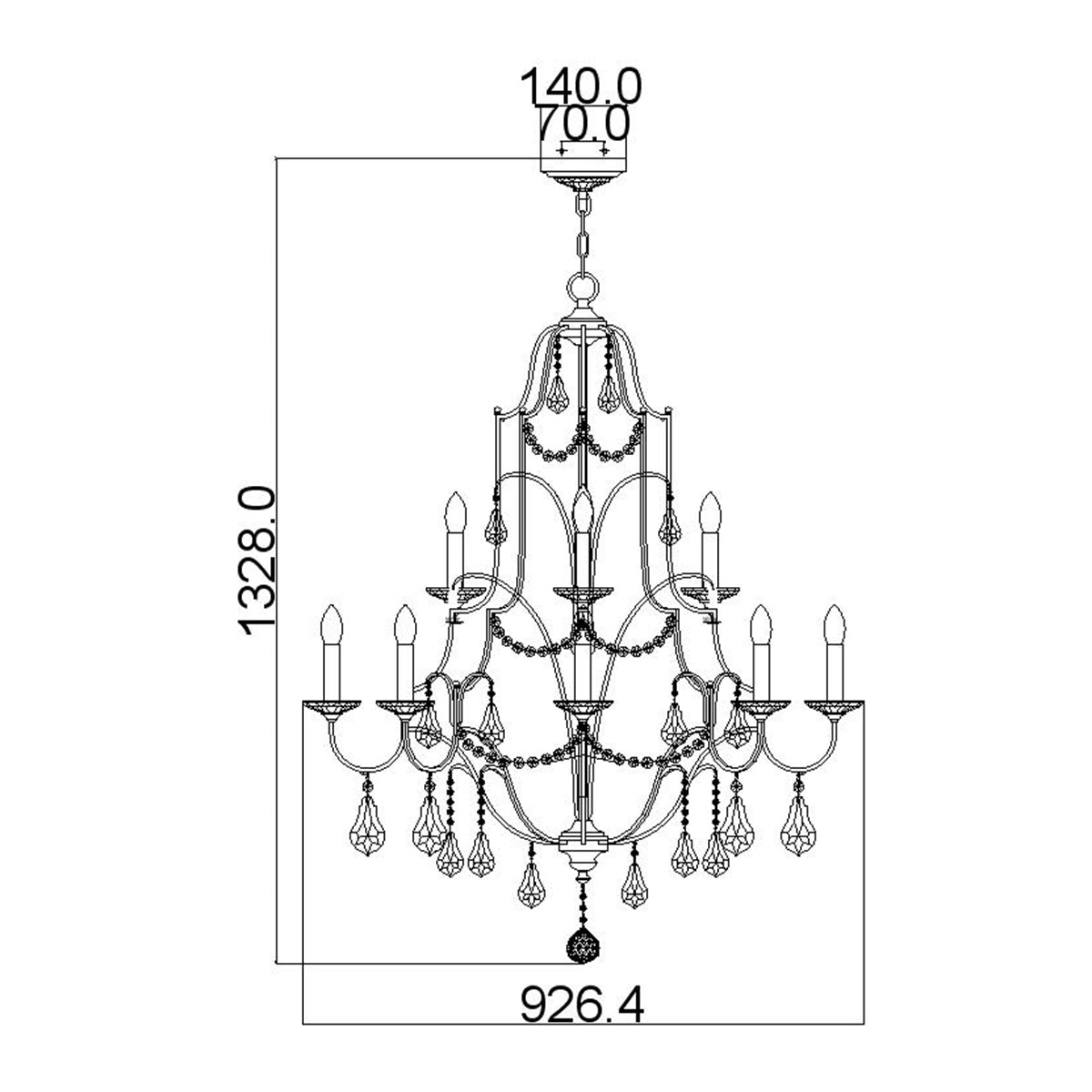 Feiss Valentina 12 Light Multi-Tier Chandelier in Oxidised Bronze