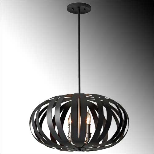 Feiss Woodstock Oval Cage Pendant Light in Textured Black