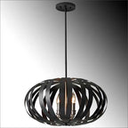 Feiss Woodstock Oval Cage Pendant Light in Textured Black