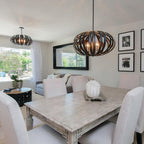Feiss Woodstock Oval Cage Pendant Light in Textured Black