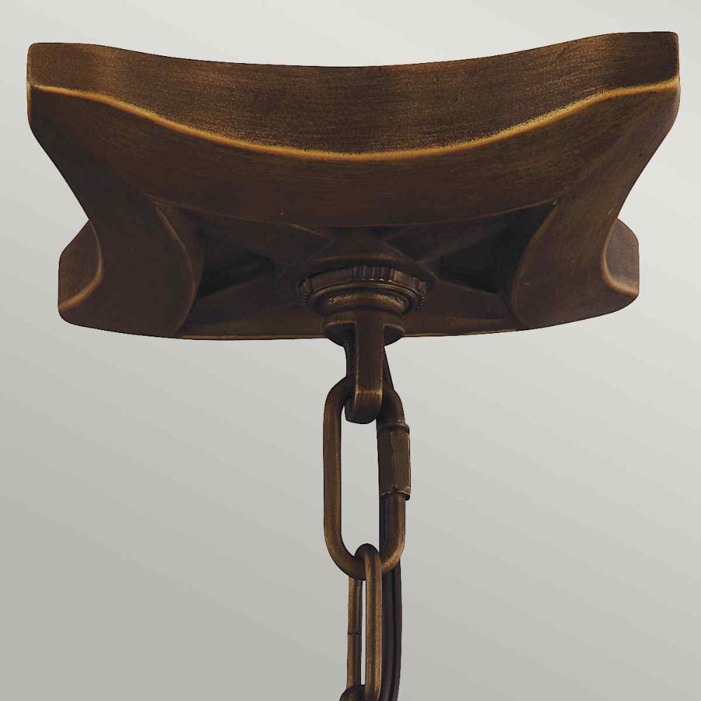 Feiss Yarmouth 4 Light Pendant Light in Painted Aged Brass
